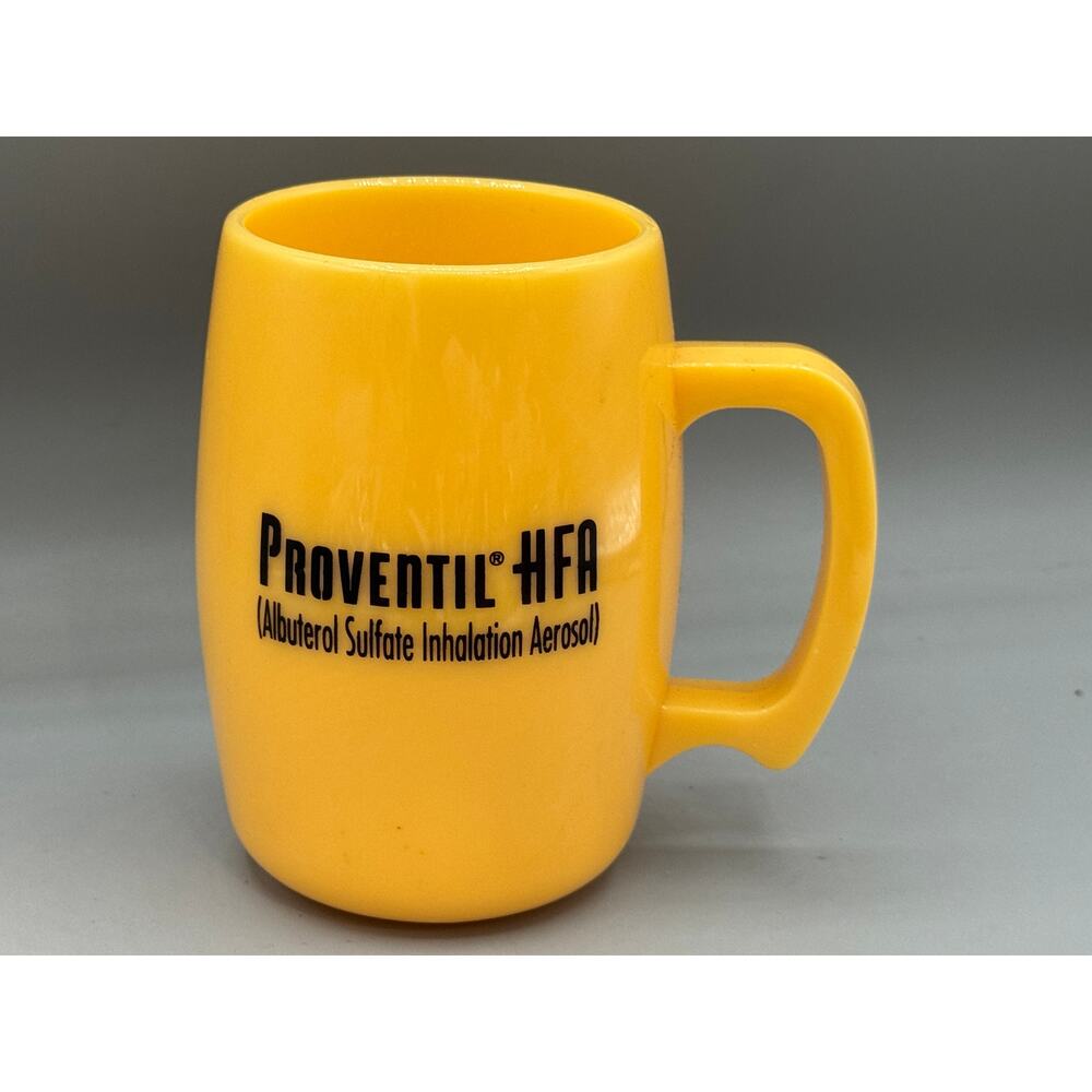 Proventil HFA Albuterol Sulfate Pharmaceutical Yellow Plastic Advertising Mug